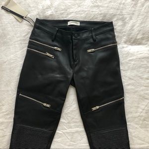 Zara Black Faux Leather Biker Skinny Pants
